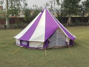5m Metre GlampTex 500- Ultimate Purple & Cream Bell tent- Zipped-in- Groundsheet