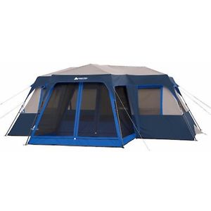 Family Camping Tent 12 Person 2 Room Instant Cabin Screen Porch Blue Polyester