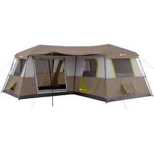 12-Person 3-Room Instant Cabin Tent Family Camping Easy Quick Setup Trip Travel