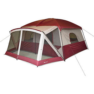 12 Person Cabin Tent With Screen Porch Camp Outdoor Family Hiking Travel Shelter