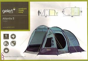 Gelert Atlantis 5 Man Tunnel Tent + Free LED Pegs - BNIP - person family berth