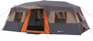 12 Person 3 Room Instant Cabin Tent w Pre-attached Poles Camping Outdoor ORANGE