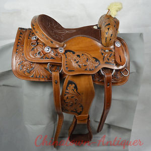 New 16" Premium Genuine pure cow leather Cowboy ranch western saddle #2953