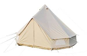 Qexan 4X4M Bell Tent with Zipped in Groundsheet (Beige color)