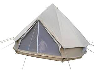 Qexan 5X5M Bell Tent for 10 persons with Zipped in Groundsheet (Beige color)