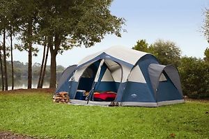 Cabin Tent Sleeps 8 Storage Pockets 2 Room with Divider Large Mesh Window 14X14'