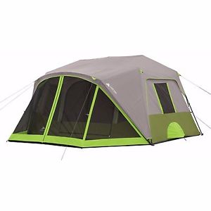 14' x 13.5' Room Cabin Tent Screen Camping Sleep Gray Green Large Bag 9 Person