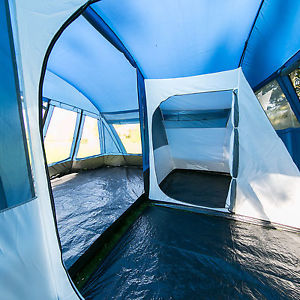 skandika Lovund 6 Man Family Tent Sun Canopy Large Windows Steel Poles Blue New