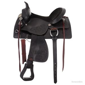 18 Inch Western Trail Saddle - Black Leather - Old Time Jacksonville