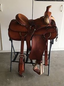 15 1/2 Billy Cook Roping Saddle With Matching Breast Collar Gently Used