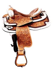EXCLUSIVE STYLISH NEW WESTERN SHOW REINING SADDLE (15") NATURAL COLOR