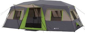 Ozark Trail 20' x 10' Green Instant Cabin, Sleeps 12, 3-Room Tent Camping Family