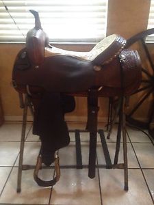 A Real Nice 16" Hereford Flat Seat Cutting Saddle In Great Condition