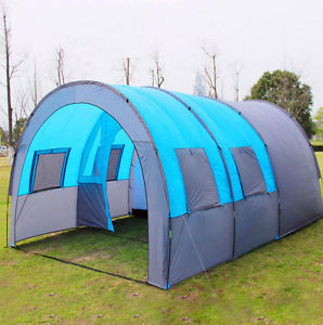 5-10Person Waterproof Camp 1+2 Room Hiking Camping Tunnel Multiplayer Large Tent
