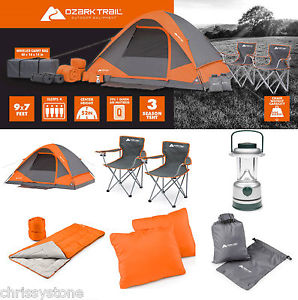 NEW! Tent Camping Equipment Set Family 4 Person Sleeping Bag Chairs Hiking Gear
