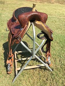 Pro Rider Barrel Saddle 14.5" Leather Tooled Floral New Other