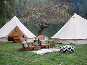 5m/16.4 ft Bell Tent Cotton Dyed Fabric Waterproof With Mesh On Door Window