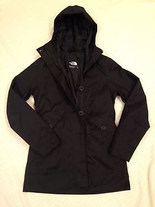 VGUC North Face Women Size S Jacket Black Waterproof Trench Coat FREE SHIPPING
