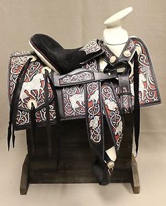 15" Charro Saddle Mexican Horse Saddle Montura Silla Charra Bordada (Fina)