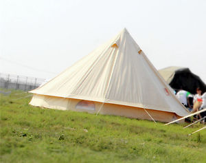 3M/9.8ft Diameter Canvas Bell Tent Outdoor Famliy Camping Beige Bell Tent