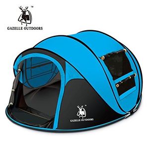 Gazelle Outdoors Camping Hiking Large Instant Pop Up Tent - Double-Doors Two -