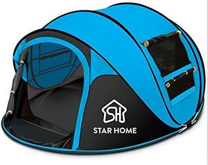 STAR HOME Seconds Pop-up Quick-opening Tents 3-4 Person BLUE Up/Down in Seconds