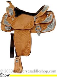 WESTERN ECO LEATHER SHOW SADDLE 16'' WITH GIRTH AND ACESSORIES