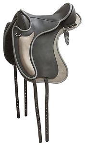 Barefoot Barrydale Dressage Saddle VPS Horse Friendly Leather Sz 2  Black/Grey