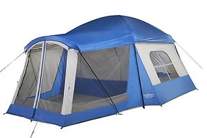 8 Man Cabin Dome Tent 2 Sleep Area 90 sq.Ft Plus Rainfly Klondike Family Camping