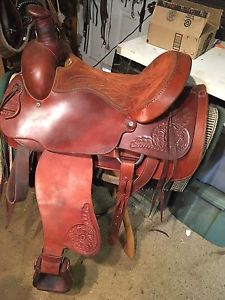 R. H. Horton Maker /16" Rope Saddle Custom Made Buttery Leather Handle Big Bulls