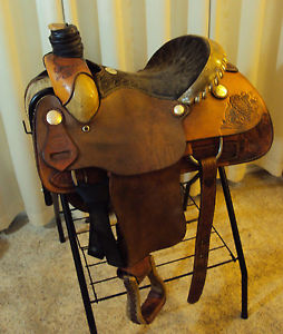 Billy Cook Roping Saddle, 14" seat, Quarter Horse bars, Rawhide trim