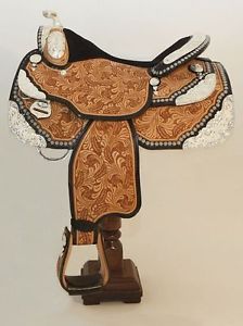 genuine leather western show saddle 16'' with tack set