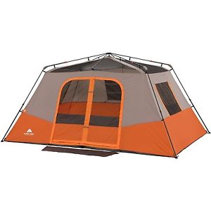 8 Person Cabin Camping Tent Mountain Travel Family Shelter Rainfly Orange Tan