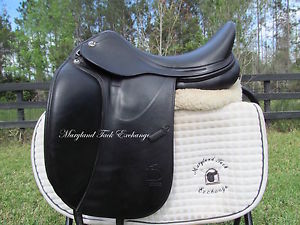 17" PRESTIGE ENGELKE calfskin black dressage saddle- Medium tree-2013 MODEL!
