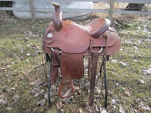 Vintage Crates Western Roper Saddle W/ Weaver cinch, rear cinch & breast collar