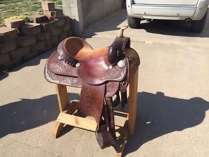 15 inch Circle Y Equitation Show Saddle with Blue Stones