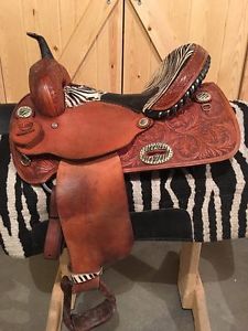 15" Zebra Alamo Barrel Saddle **Cute**