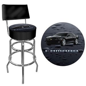 Trademark Global Black Camaro Padded Bar Stool with Back. Shipping Included