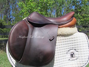 17" DEVOUCOUX SOCOA CALFSKIN French close contact jumping saddle # 2 flaps-2009