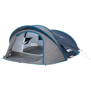 2017 Quechua 2 Seconds XL AIR III Blue 3 Person Waterproof Pop Up Camping Tent