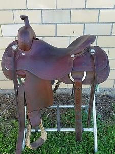 15.5" Cactus Ranch Cutter Saddle w/ matching bridle and breast collar