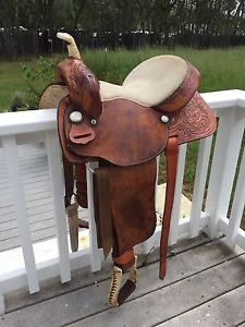14.5" Tex Tan Hereford Brand turn and burn barrel racer saddle made in Texas