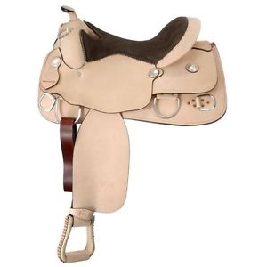 15 1/2" TOUGH 1 KING SERIES ROUGHOUT TRAINER HORSE SADDLE W/ DEE RINGS