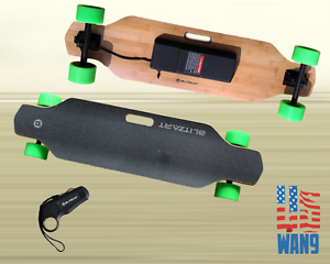 38" Electric LongBoard Motorized Remote Skateboard 300W Hub Motor Green