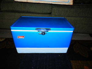 Vintage Coleman 44 QT Low Boy Blue Cooler with Original Box
