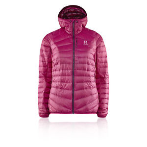 Haglofs Essens III Down Womens Pink Water Resistant Outdoor Hooded Jacket Top