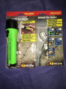 Pelican 2400 Stealthlite Xenon Beam Flashlight with Helmet Lite Holder Lot Of 10