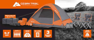 New Ozark Trail 22 piece Camping Combo Set Pads Pillows Chairs Bags Tent