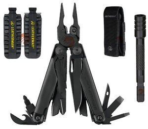 NEW LEATHERMAN SURGE BLACK MULTITOOL + SHEATH + 42 BIT KIT + BIT EXTENDER