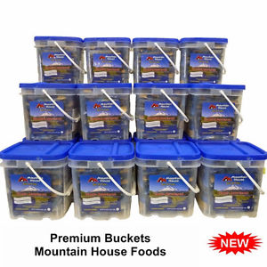 12 Mountain House Essential Assortment Buckets - 384 Servings Freeze Dried Food